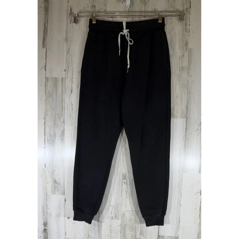 John Elliott Sweatpants Size 3 Black Drawstring Tapered Joggers French Terry USA